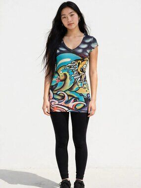 Vintage Y2K Ed Hardy Mermaid Koi Tattoo Sleeveless Top XS